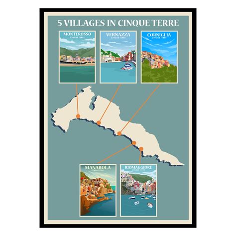 Cinque Terre Map Poster | Buy Posters & Art Prints at Posternature.com