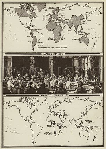 Map of the world showing League of Nations members and … stock image ...