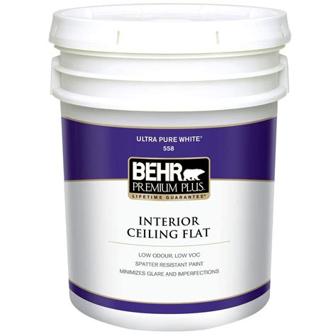 BEHR Premium Plus 5 gal. White Flat Ceiling Interior Paint-55805 - The Home Depot