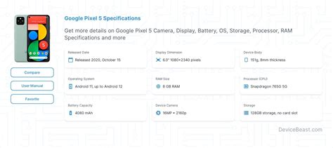 Google Pixel 5 Specifications | DeviceBeast.com