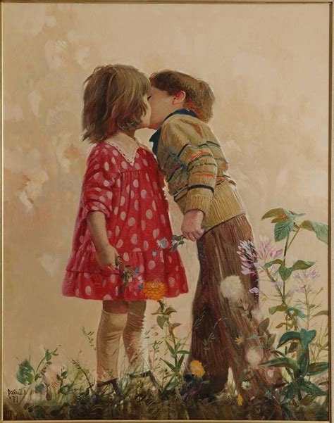 Kissing Children a Pino Original Painting