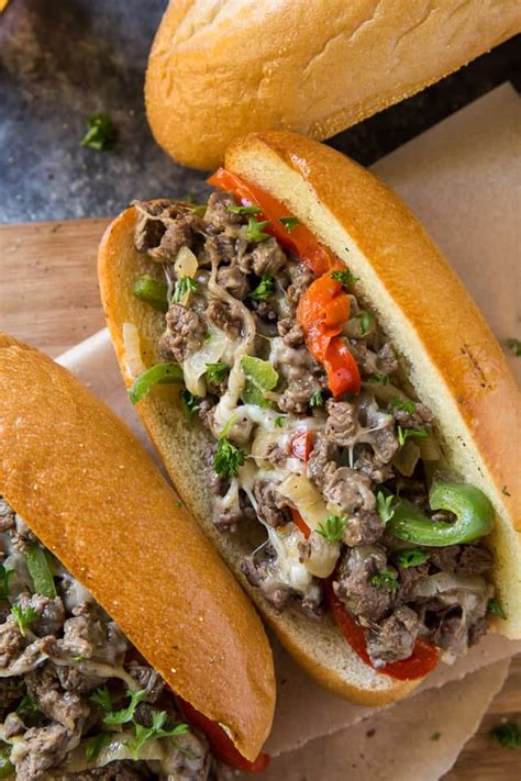 Philly Cheesesteak Recipe with Peppers and Onions - Valerie's Kitchen