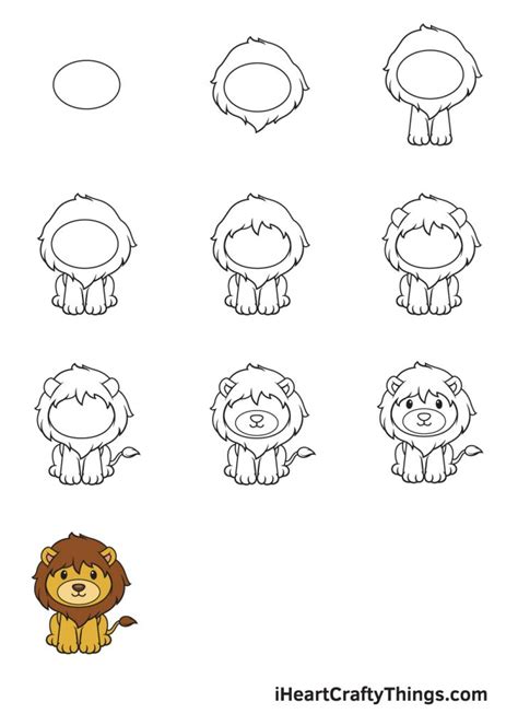 how to draw simple lion How to draw a lion for kids - Step by Step Drawing