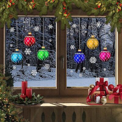 Christmas stained glass Bauble snowflakes Window Stickers Clings ...