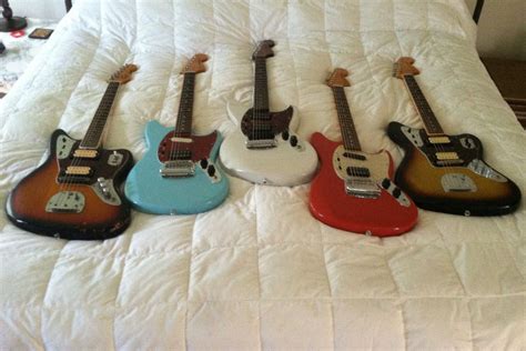 Kurt Cobain Fender Jaguars Japan and Mexico. Two Cobain Fender Mustangs. And a custom Fender ...