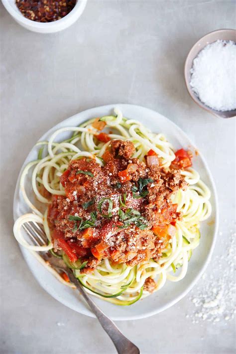 Zucchini Spaghetti with Homemade Meat Sauce - Lexi's Clean Kitchen