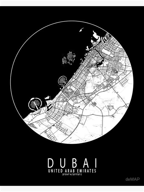 "Dubai City Map of the United Arab Emirates - Full Moon" Poster by deMAP | Redbubble Dubai Map ...