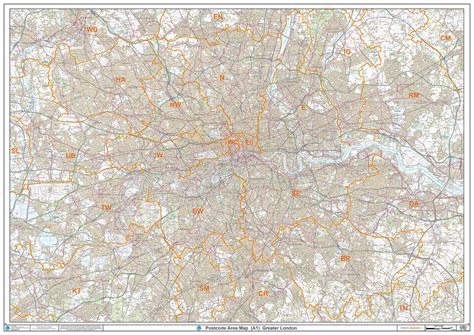 Postcode Areas Map - (AR1) - Greater London - Locked PDF : XYZ Maps