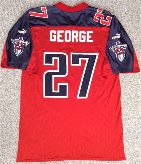 rare vtg PUMA-brand EDDIE GEORGE TENNESSEE TITANS JERSEY Red&Navy-Blue ...