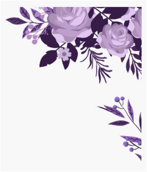 Corner Transparent Watercolor Floral - Purple Flower Border Png, Png ...