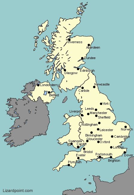 Map Of England With Major Cities | Twitterleesclub