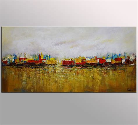 Abstract Painting, Cityscape Art, Canvas Wall Art, Landscape Painting ...