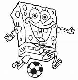 Spongebob Squarepants Playing Soccer Coloring Page Printable  sketch template