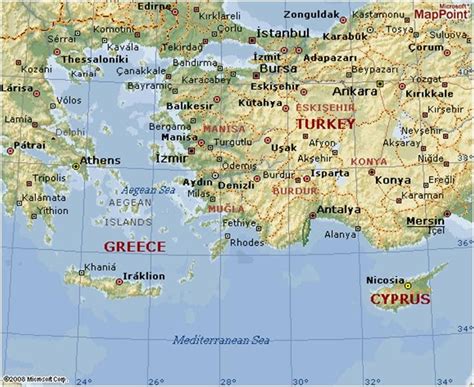 Map Of Cyprus And Greece - Cities And Towns Map