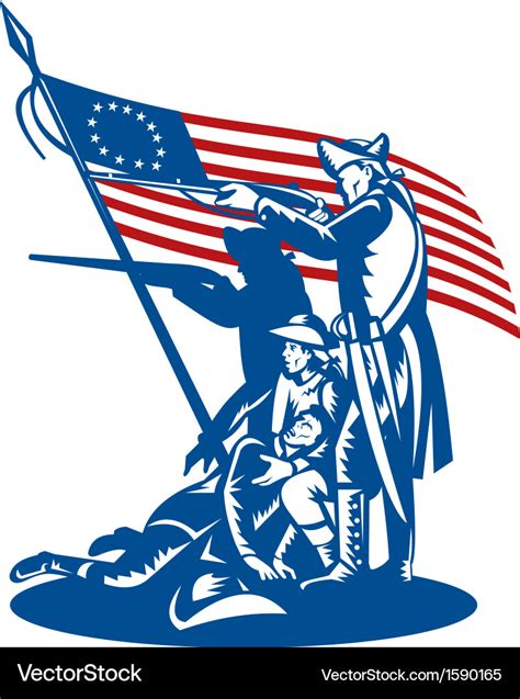 American patriots fighting with betsy ross flag Vector Image