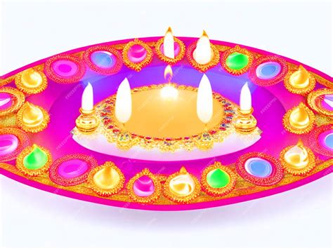 Premium AI Image | Diwali Illustration of candleS plate on white background