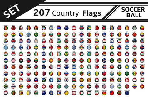 set 207 country flag soccer balls | Illustrations ~ Creative Market