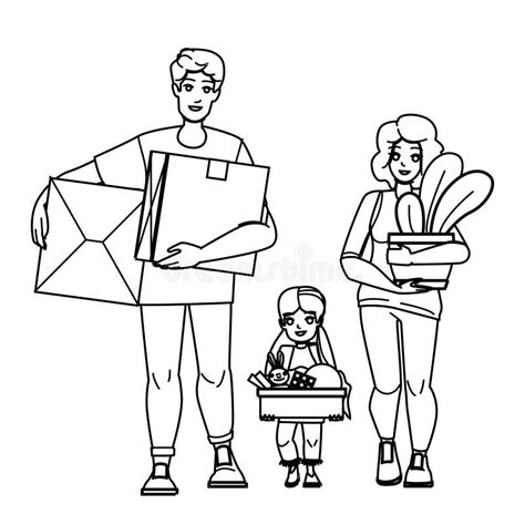 Family moving vector stock illustration. Illustration of house - 274611957