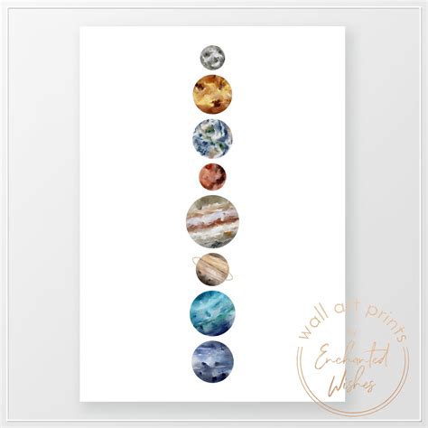 Watercolor Planets Print - Celestial Space Wall Art