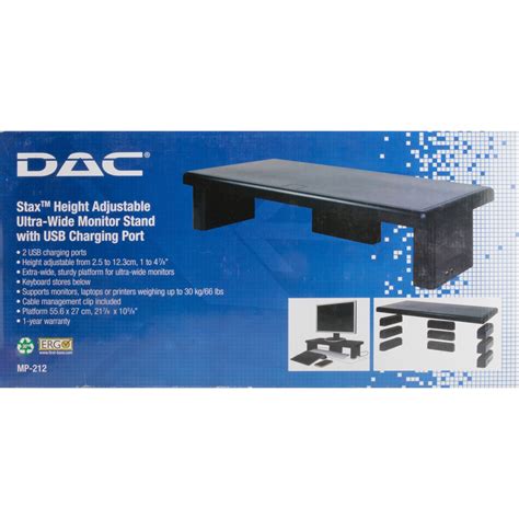 DAC Stax Ergonomic Height Adjustable Ultra Wide Monitor Stand - 66 lb Load Capacity - 4.8 ...