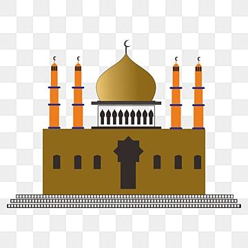 Masjid Clipart Transparent Background, Masjid Kubah Emas Kartun, Masjid ...