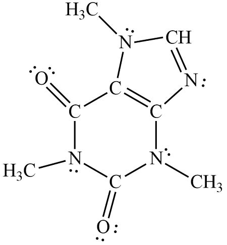 Consider the following computer-generated model of caffeine. Draw a Lewis structure for caffeine ...