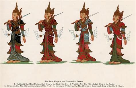 The Four Heavenly Kings (Guardians of Direction) | Myanmar art, Gods ...