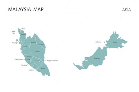 Premium Vector | Malaysia map vector illustration Map have all province and mark the capital ...