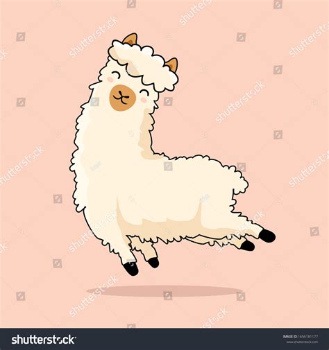 Jumping Llama Cartoon Cute Alpaca Stock Vector (Royalty Free ...