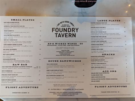 Menu at Foundry Tavern pub & bar, Cambridge