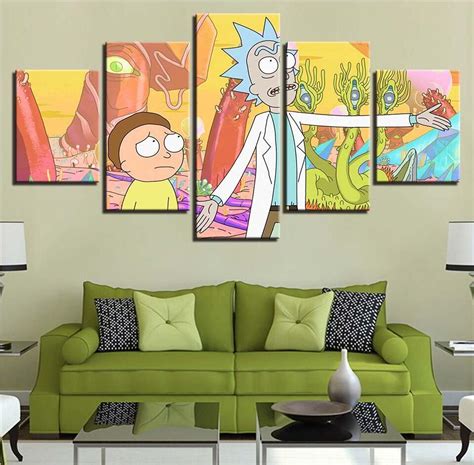 Rick And Morty 25 – Cartoon 5 Panel Canvas Art Wall Decor - Houston Wall