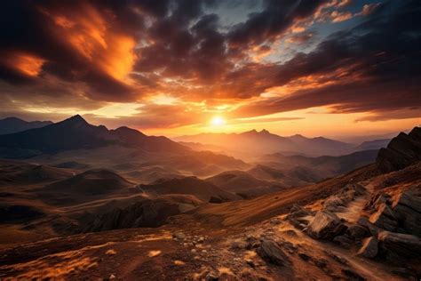 Sunset landscape panoramic mountain. AI | Free Photo - rawpixel