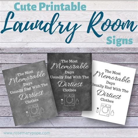 Cute Printable Laundry Room Signs - Rosemary Pope