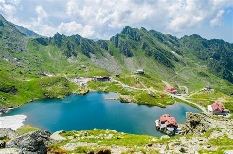 Balea Lac Transfagarasan Romania Landscape with Lake House, Near ...