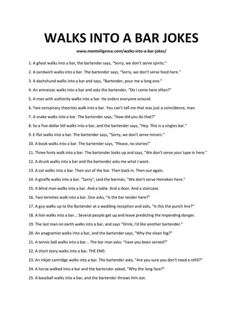 206 Walks Into A Bar Jokes - A hilarious and downright silly list!