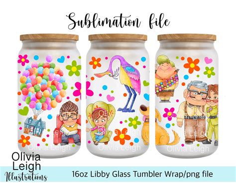 Cute Up, Carl and Ellie, Balloon House. PNG File DIGITAL DOWNLOAD 16oz Glass Tumbler Design - Etsy