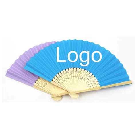 Folding Bamboo Hand Fan Custom Logo Foldable Paper Hand Fan Wedding Favors Packaging Box Bag ...