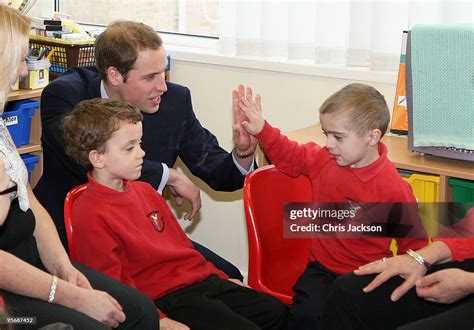 Prince William meets children at Eresby School on January 11, 2010 in ...