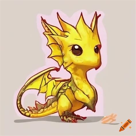 Cute yellow baby kawaii wyvern