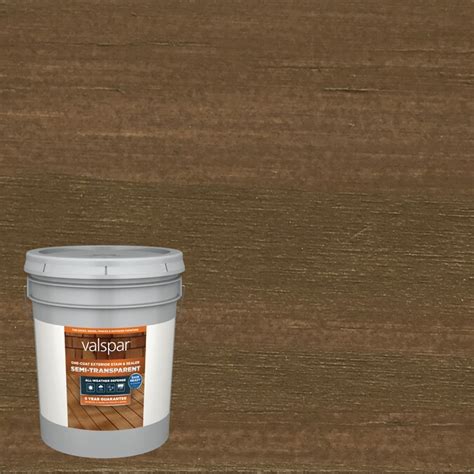 Valspar Pre-Tinted Spicy Brown Semi-Transparent Exterior Stain and Sealer (5-Gallon) in the ...