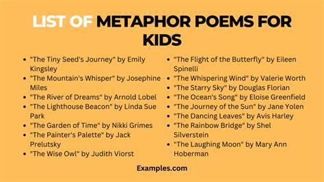 Metaphor Poems for Kids - 14+ Examples