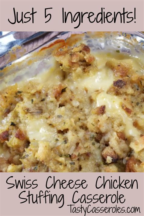 Swiss Cheese Chicken Stuffing Casserole - Tasty Casseroles