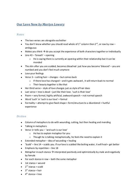 GCSE English Edexcel Relationships: Our Love Now by Martyn Lowery