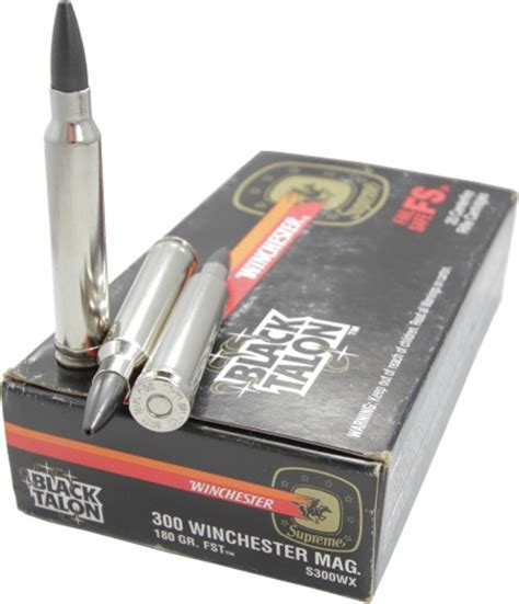 Black Talon 300 Winchester Magnum 180 Gr. FST Rifle Ammo S300WX - 20 Rounds BLACK_TALON_300WIN ...