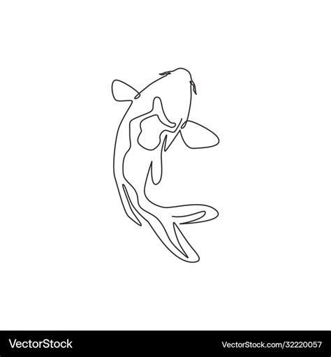 One continuous line drawing beauty cute koi Vector Image