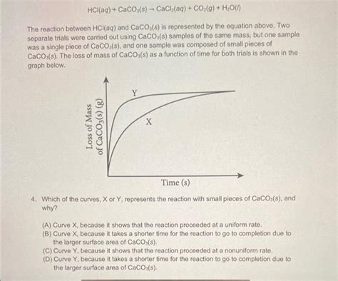 Solved HCl(aq)+CaCO3(s)→CaCl2(aq)+CO2(g)+H2O(l) The reaction | Chegg.com