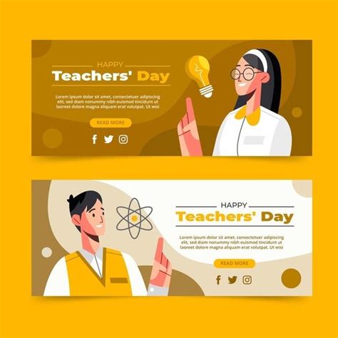 Free Vector | Flat teachers' day horizontal banners set in 2024 ...