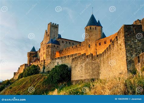 Medieval Town of Carcassonne at Sunset Stock Photo - Image of chateau, europe: 10659490