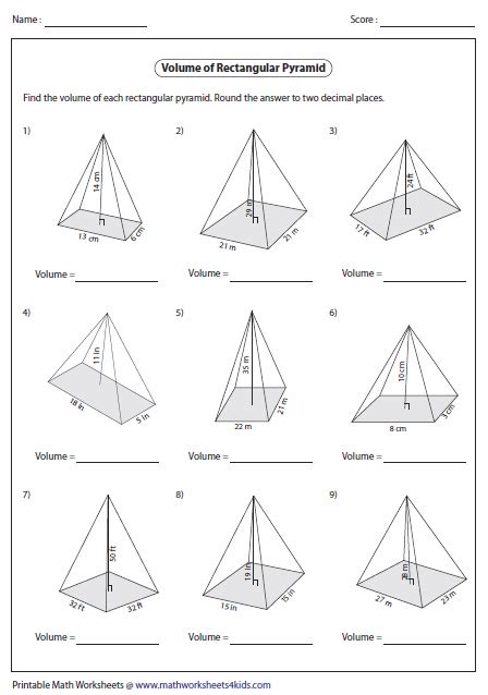 Surface Area Of Triangular Pyramid Worksheet