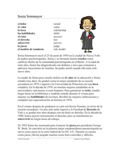 Sonia Sotomayor Biografía: Spanish Biography | Teaching Resources